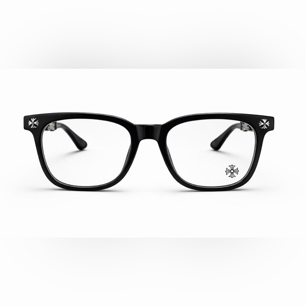 Authentic Chrome Hearts Black Glasses with Silver Accents